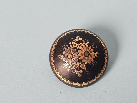 Antique Inlaid Gold and Silver Brooch - image 8