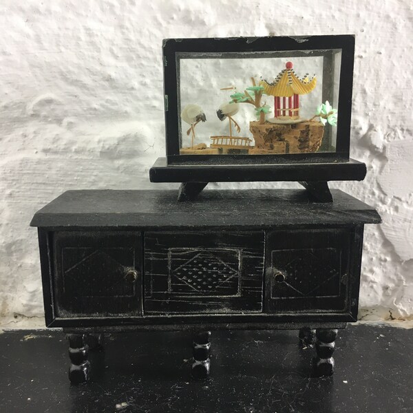 Miniature Chinese Vitrine and Barton Tudor Sideboard