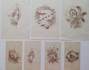 Antique Illustrated Tissue Paper Early Photography