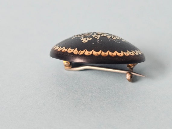 Antique Inlaid Gold and Silver Brooch - image 6
