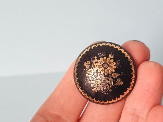 Antique Inlaid Gold and Silver Brooch - image 9