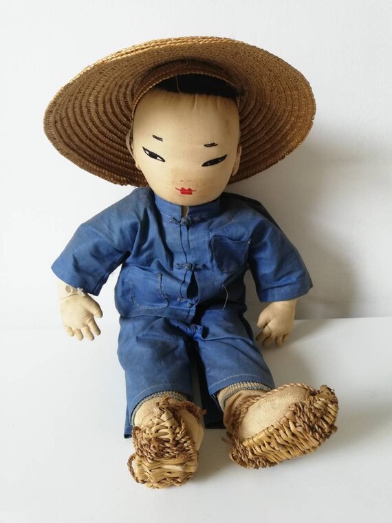 Vintage Ada Lum Cloth Doll Farmer