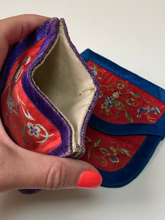 Antique Chinese Silk Embroidered Coin Purses - image 8