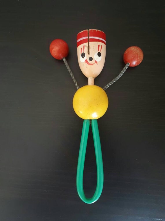 vintage wooden baby rattle