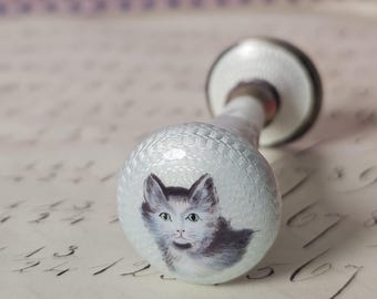 Silver Guilloche Cat Desk Seal - Etsy
