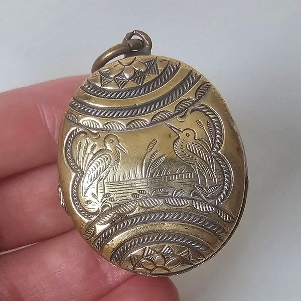 Antique Large Locket with Birds