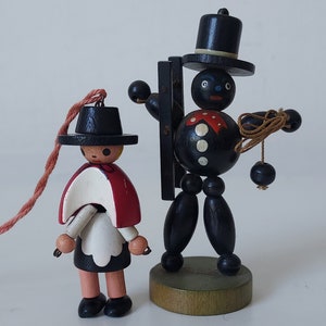 Wooden Lucky Chimney Sweep or Welsh Beaded Figure