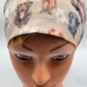 Chirurgische scrubkapjes EURO (middellang haar) of SKULL (kort haar) | Beige | Labrador |Retriever | Verpleegkundige | Dokter | Dierenarts | Technologie | Scrubcaps