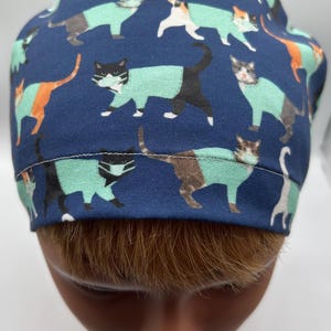 Navy or Pink Cats in Scrubs | EURO, XL Euro or SKULL Surgical Scrub Cap | Cat Scrub Cap | Doctor | Nurse