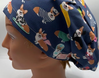 CORGI EURO Surgical Scrub Cap (Medium/Long Hair), XL Euro (Long Thick Hair), Skull Scrub Cap for Short Hair, Doctor Nurse Vet, Cotton