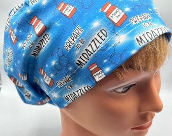 Anaesthesiologist, Anesthesia, Midazzled, Midazolam, CRNA, Caa | Euro, XL Euro or SKULL Surgical Scrub Caps | Doctor | Nurse | Cotton