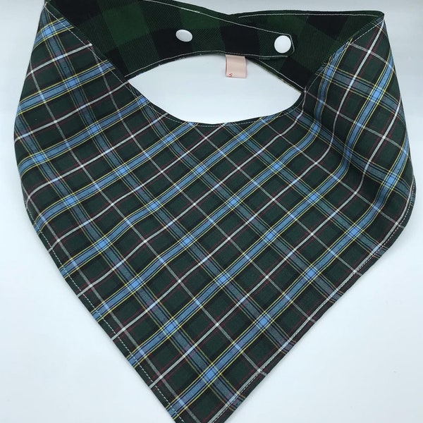 Labrador Tartan | Pet Bandanas | Reversible | Adjustable Snaps | Handmade | Newfoundland Fabrics | matching Hair Scrunchies also available