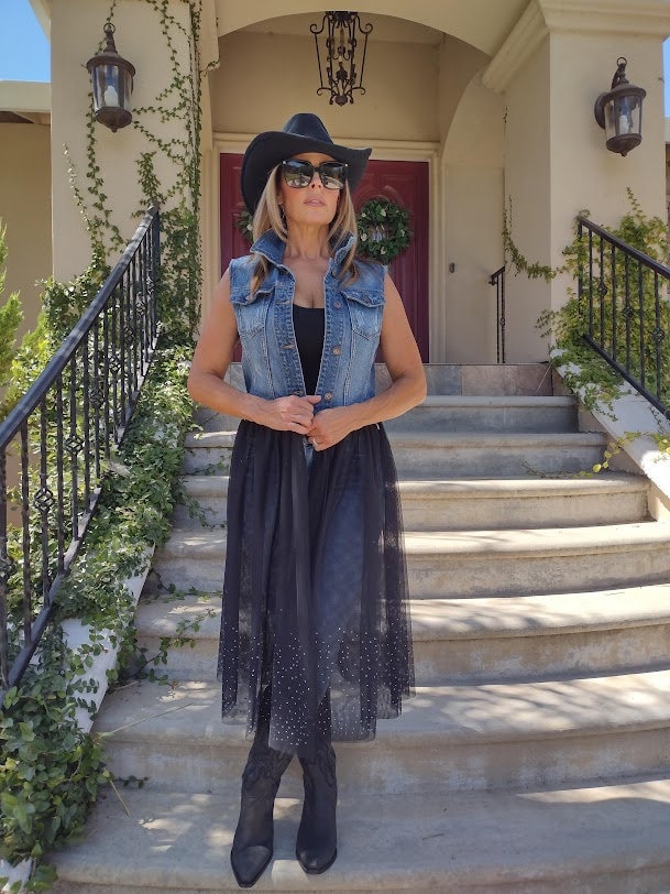 Jean Jacket Skirt, Jean Jacket Lace, Black Lace Jacket, Denim and Lace