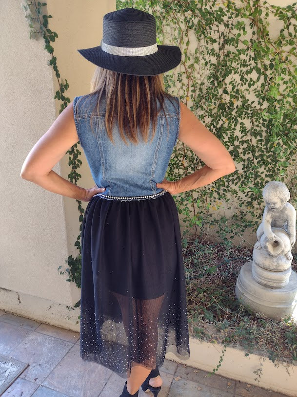 Jean Jacket Skirt, Jean Jacket Lace, Black Lace Jacket, Denim and Lace