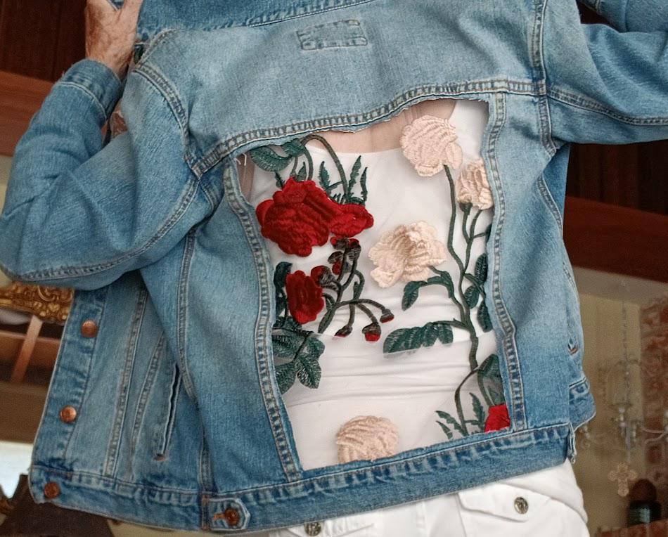 Embroidered Roses Off White Denim Jacket Rose Rose Denim Jacket