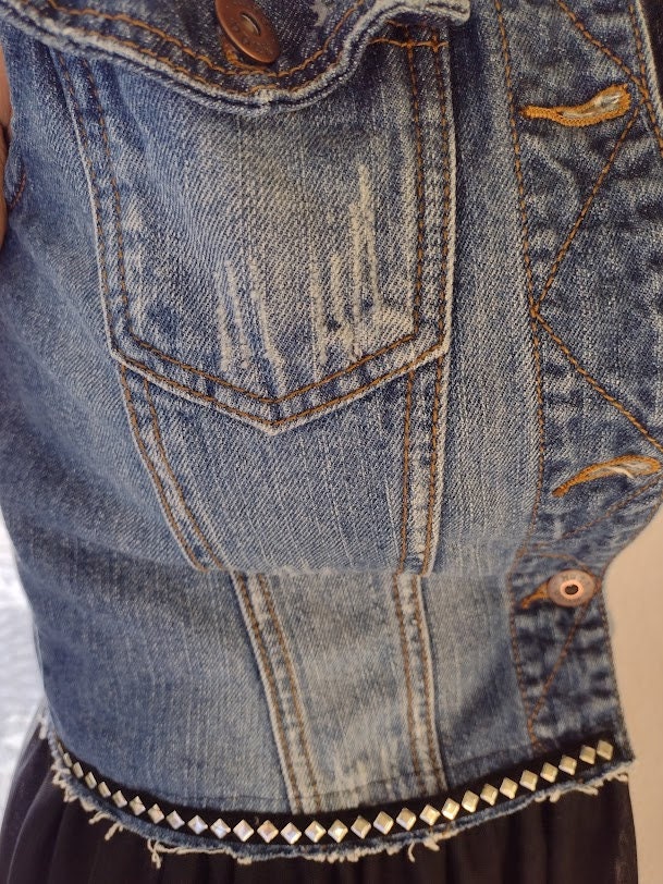 Jean Jacket Skirt, Jean Jacket Lace, Black Lace Jacket, Denim and Lace