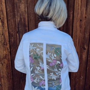 Bride jean jacket, white jean jacket, lace jean jacket, Christmas jacket, Mrs Denim Jacket, Western cowgirl denim jacket, boho jean jacket,