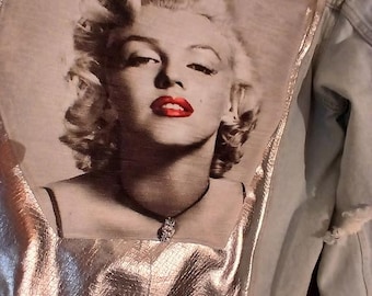 Marilyn Monroe XL Denim Jacket, Vintage Marilyn Monroe Jacket,  Plus Size Denim Jacket, Oversized  Denim, Distressed Marilyn Monroe Denim