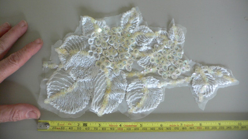 Job Lot Couture fabric Beaded Lace Remnants Beaded French Lace Remnants Scrap bag Bridal Millinery Dressmaking doll clothes etc E1