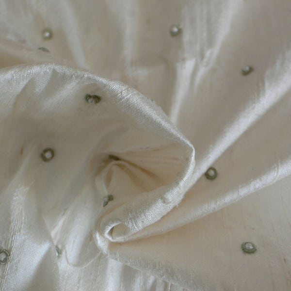 Couture Silk dress fabric beaded fabric Raw Silk REMINANTS // Bridal // Dressmaking Dolls etc