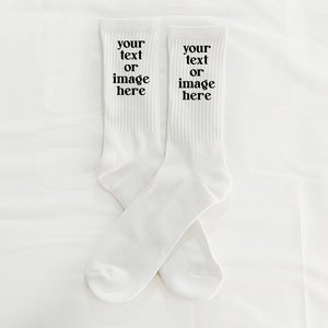 custom logo socks, custom design socks. logo design, custom socks, calf socks, white socks, athletic socks, your design socks, women&#39;s, mens