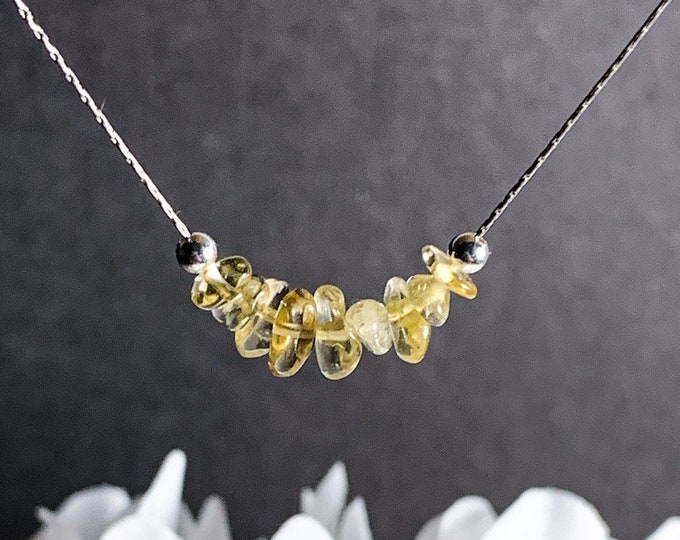 Delicate Raw Citrine Necklace, Minimalist Citrine Crystal, Prosperity and Confidence Crystals
