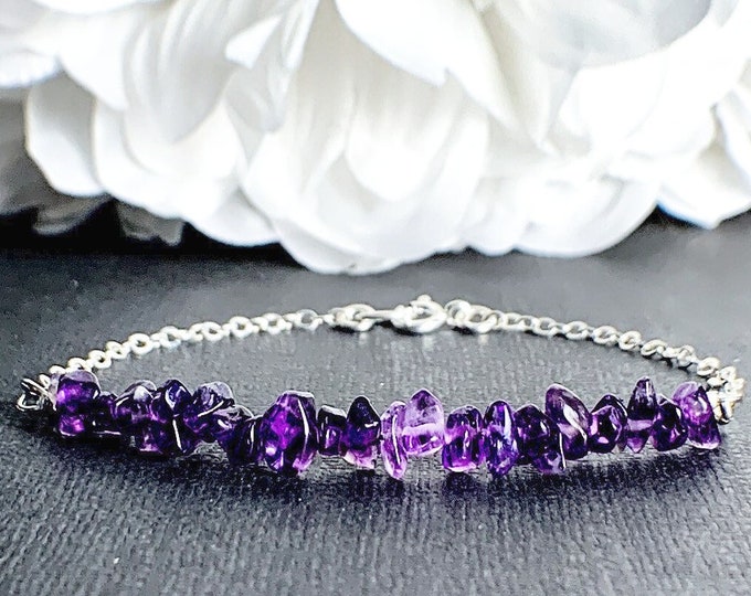 Amethyst Ankle Bracelet Raw Amethyst Bracelet Anklet Sterling Silver Gold Filled