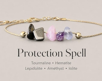 Protection Bracelet or Anklet – Raw Crystal Intention Jewelry for Strength & Energy Shielding