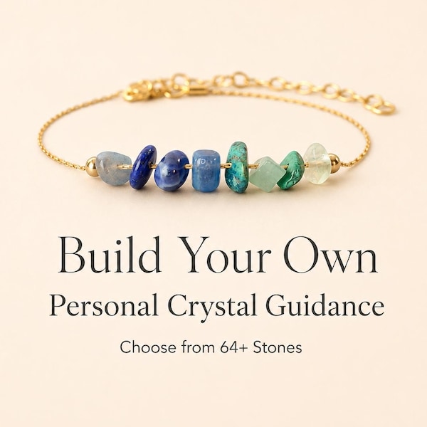 Pulsera de cristal crudo personalizada, joyería con piedra natal familiar, tobillera de cristal curativo personalizada, regalo personalizado para mamá, regalo significativo para la abuela