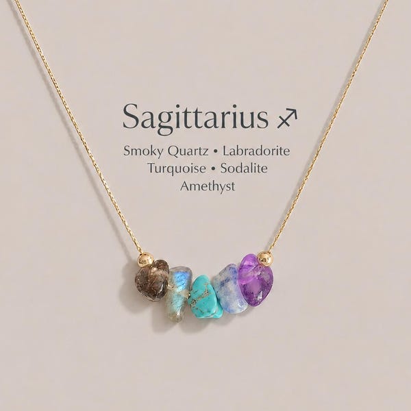 Sagittarius Necklace Raw Crystals Zodiac Sign Astrology Choker Crystal Jewelry