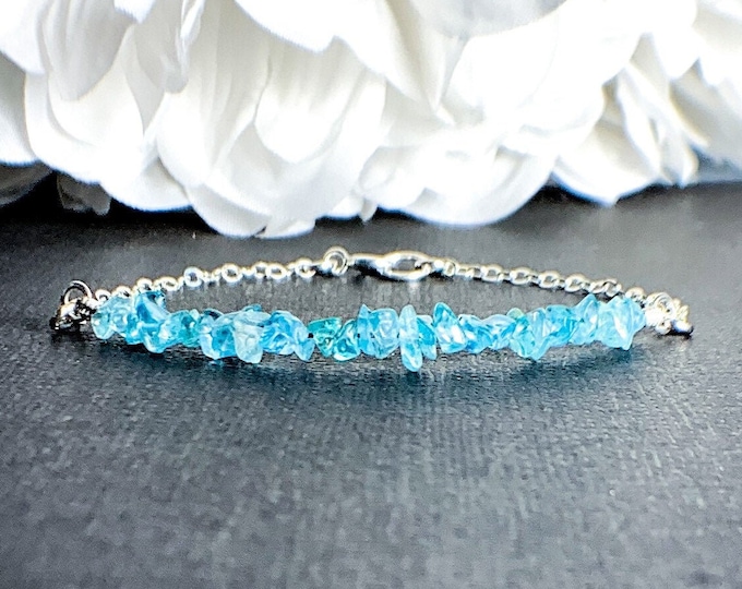 Apatite Bracelet Jewelry Gift - Energy Bracelet, Throat Chakra, Blue Bracelet, Best Friend Gift, Blue Bracelet