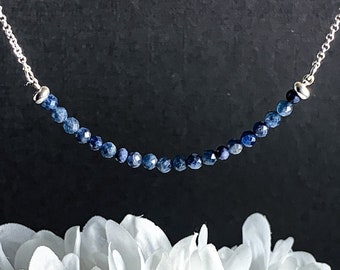 Authentic Sapphire Necklace, September Birthstone Necklace gift for her, Focus and Clarity necklace jewelry. Choker and Plus Size available