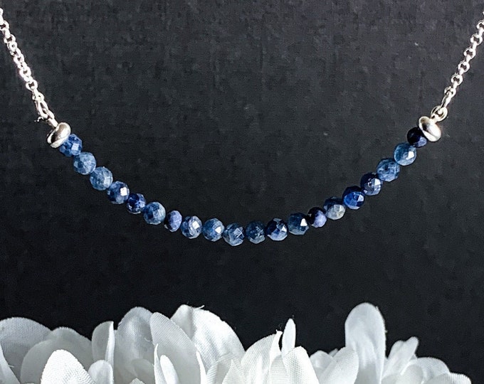 Sapphire Birthstone Necklace Silver necklace, crystal necklace, choker necklace sapphire jewelry September gift