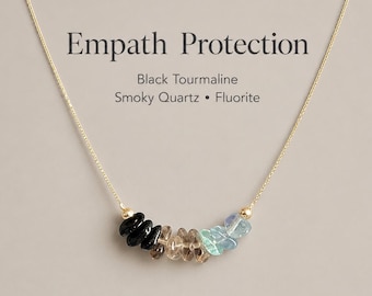 Empath Protection Necklace Raw Crystal Adjustable Necklace Sterling Silver or 14K Gold Filled