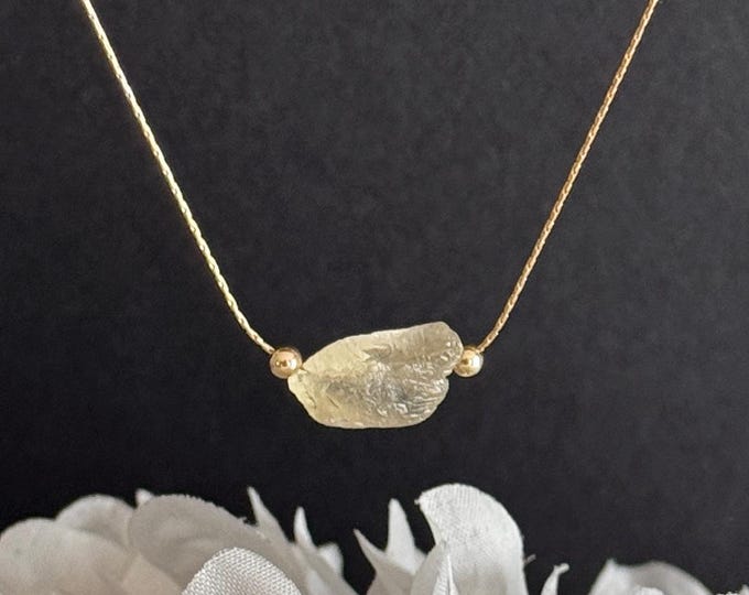 Imperial Topaz Necklace, Raw Crystal Pendant, Healing Crystals Manifestation, Simple November Birthstone Necklace
