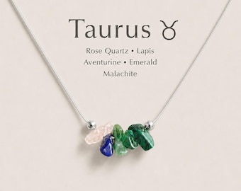 Taurus Necklace Raw Crystals Zodiac Sign Astrology Choker Crystal Jewelry