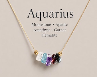 Vattumannen Halsband Råa Kristaller Stjärntecken Astrologi Choker Kristallsmycken