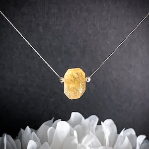 Citrine Necklace for Women, Silver Necklace Choker, Citrine Pendant, November Birthstone Citrine Jewelry, Citrine Crystal Anniversary gift