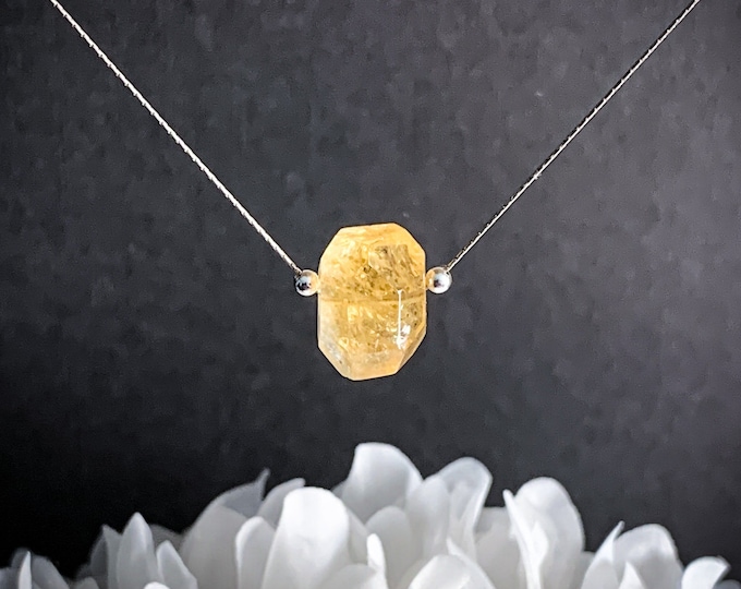 Citrine Necklace for Women, Silver Necklace Choker, Citrine Pendant, November Birthstone Citrine Jewelry, Citrine Crystal Anniversary gift