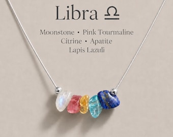 Libra Necklace Crystal Zodiac Necklace Personalized Minimalist Jewelry Gift