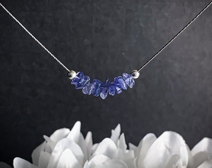 Raw Tanzanite Necklace, Aura Cleansing, anxiety crystals, December Birthstone