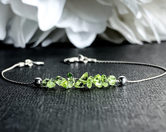 Raw Peridot Bracelet, Anklet, Good Luck Bracelet, Energy Bracelet, August Birthstone