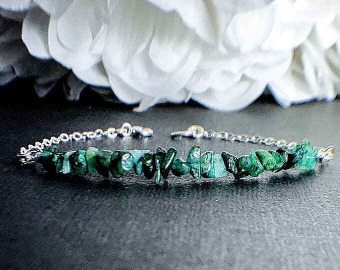 Raw Emerald Bracelet Taurus Crystal Birthstone Heart Chakra Bracelets for Women