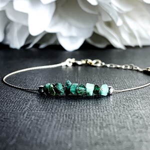 Genuine Emerald Bracelet, Taurus Birthstone Calming Bracelet, Anxiety Healing Raw Crystals