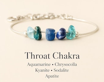 Braccialetto del Chakra della Gola con gemma di cristallo blu, gioiello per la meditazione, accessorio per la pratica spirituale, equilibrio energetico della gola, cavigliera di cristallo.