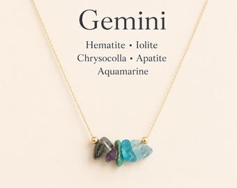 Tvillingarna Halsband Råa Kristaller Stjärntecken Astrologi Choker Kristallsmycken