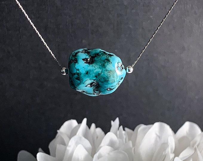 Turquoise Pendant Necklace Raw Stone Genuine Gemstone Jewelry December Birthstone