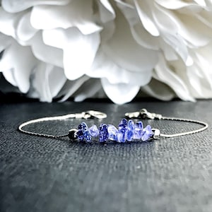 Raw Tanzanite Bracelet Dainty Anklet, December Birthstone Tanzanite Crystal, aura cleansing