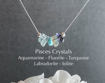 Pisces Necklace Zodiac Necklace Raw Crystals