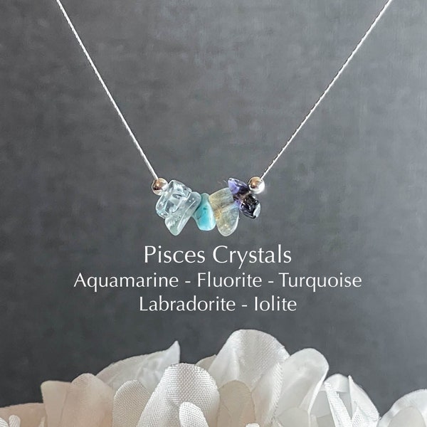 Pisces Necklace Zodiac Necklace Raw Crystals